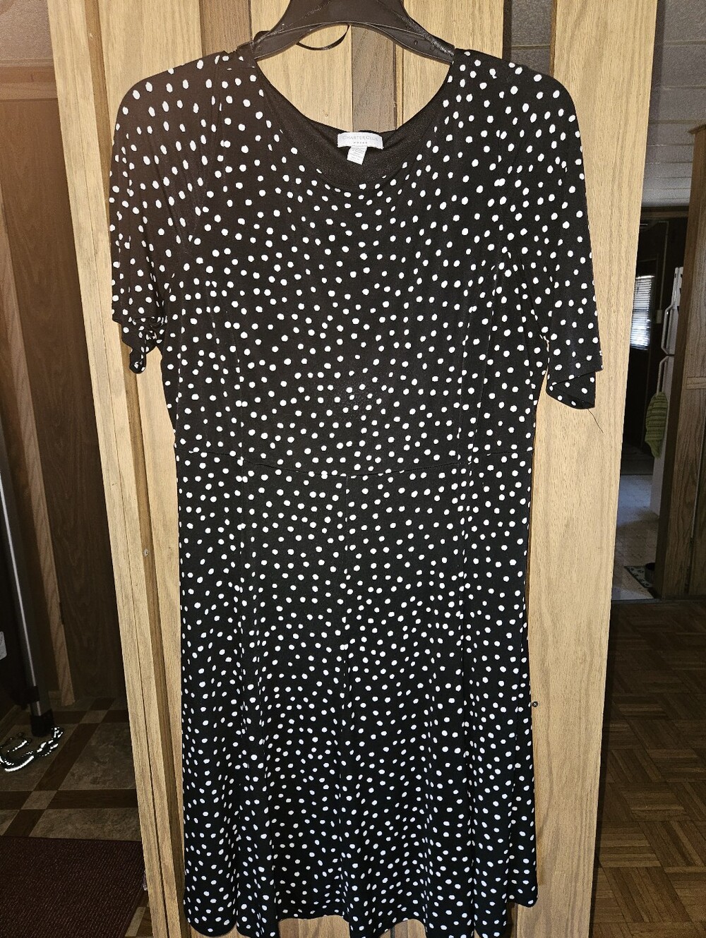 Charter Club Sz 0x Black and White Polka Dot Dress